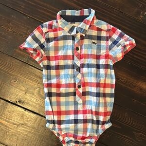Tommy Bahama Red and Blue Plaid Bodysuit